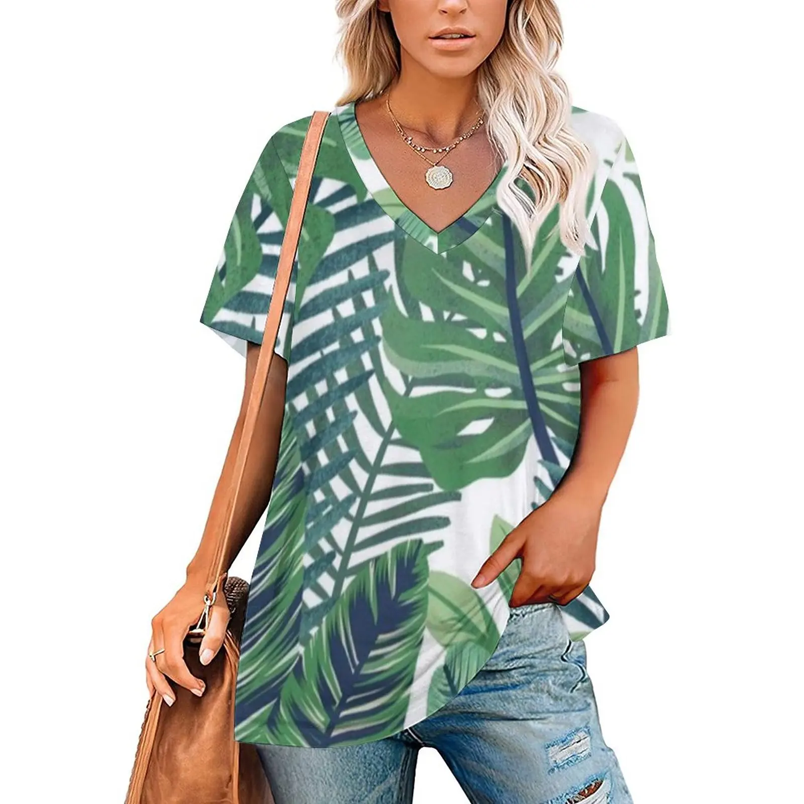 V Neck Short-sleeve Women Shirt Printed Summer Tropical Design L 3D Print T-shirt
V Neck Short-sleeve Women Shirt Printed Summer Tropical Design L 3D Print T-shirt