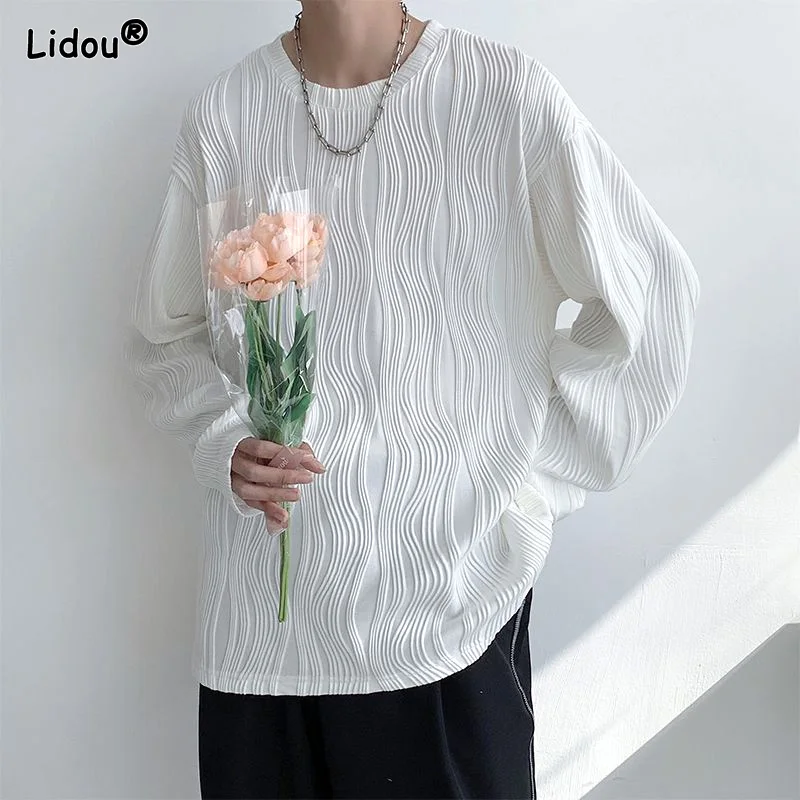Korean Fashion Black White Loose Casual Long Sleeved T-shirts Solid Color O-neck All-match Simple Spring Autumn Men's Clothing
Korean Fashion Black White Loose Casual Long Sleeved T-shirts Solid Color O-neck All-match Simple Spring Autumn Men's Clothing