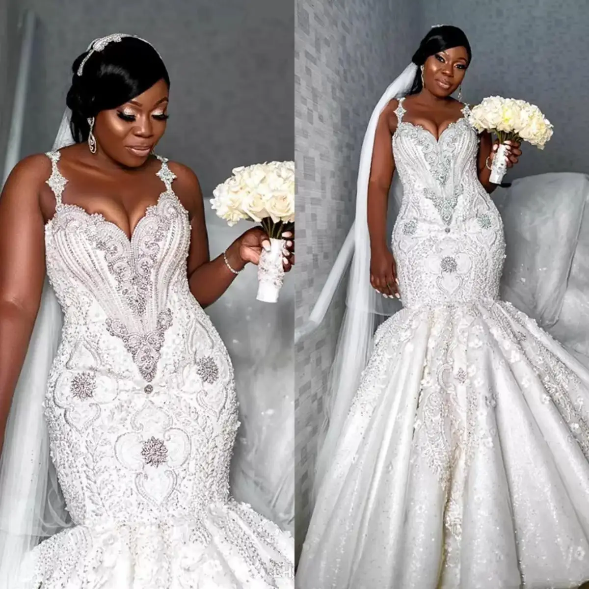 Arabic Plus Size Wedding Dresses Luxurious Lace Beaded Crystals Mermaid Bridal Dress Vintage Ruffles Country Wedding Gowns
Arabic Plus Size Wedding Dresses Luxurious Lace Beaded Crystals Mermaid Bridal Dress Vintage Ruffles Country Wedding Gowns