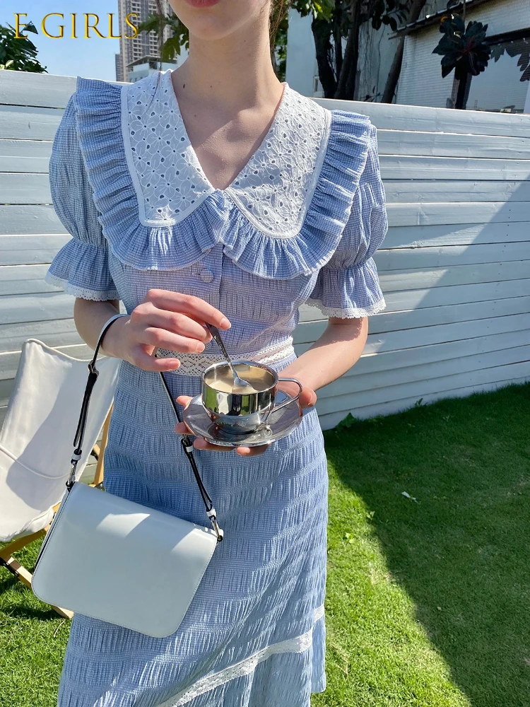 E GIRLS 2022 Summer Sleeve Lace Plaid Dress Woman French Elegant One Piece Dress Korean Casual Party Vintage Midi Dress Slim Bow
E GIRLS 2022 Summer Sleeve Lace Plaid Dress Woman French Elegant One Piece Dress Korean Casual Party Vintage Midi Dress Slim Bow
