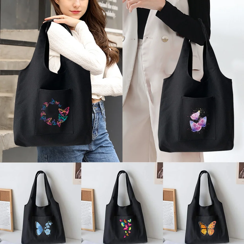 Trendy Shopping Bags Foldable Ladies Canvas Shoulder Bags Butterfly Printed Student Shopper Bags Travel Totes Work Handbag
Trendy Shopping Bags Foldable Ladies Canvas Shoulder Bags Butterfly Printed Student Shopper Bags Travel Totes Work Handbag