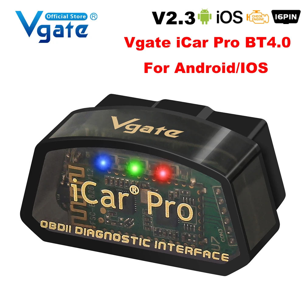 Автомобильный диагностический сканер Vgate iCar Pro elm327 V2.3 с Bluetooth 4.0/WIFI
Автомобильный диагностический сканер Vgate iCar Pro elm327 V2.3 с Bluetooth 4.0/WIFI