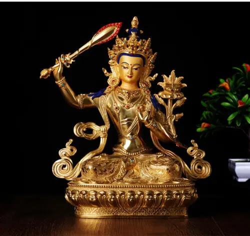 13 дюймов бронзовая медная Золотая резная тибетская буддистская модель Bodhisattva 
13 дюймов бронзовая медная Золотая резная тибетская буддистская модель Bodhisattva