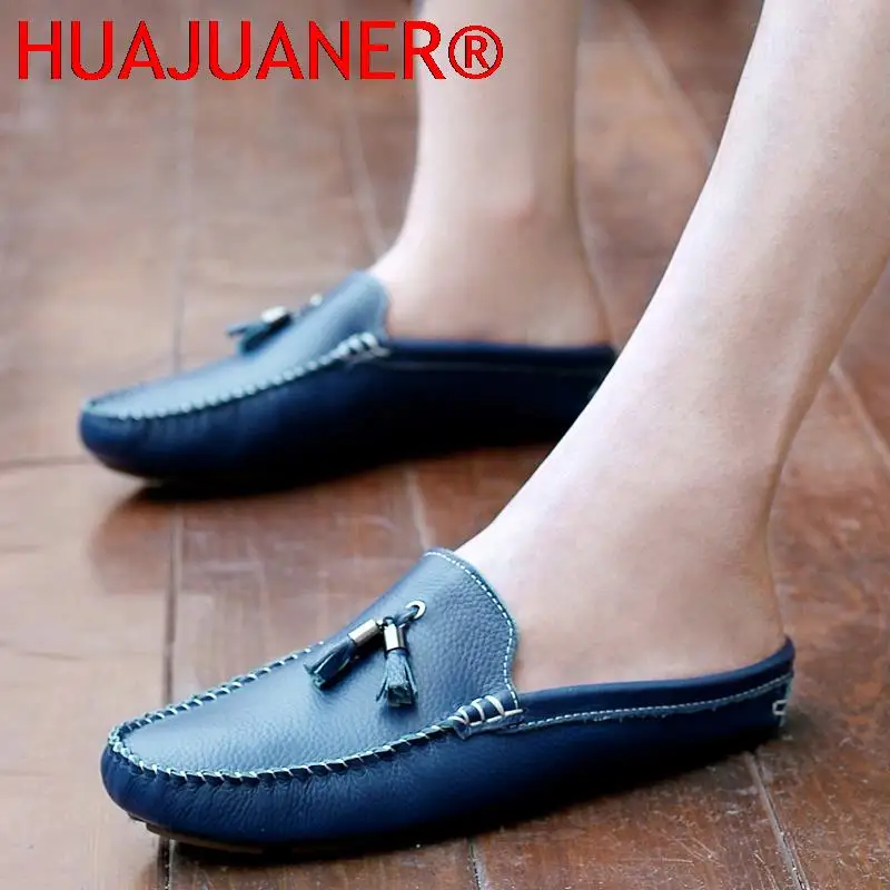 Summer Slippers Men's Shoes Casual Half Shoes For Men Genuine Leather Half Drag Slip on Loafers Breathable Tassel Driving Flats
Summer Slippers Men's Shoes Casual Half Shoes For Men Genuine Leather Half Drag Slip on Loafers Breathable Tassel Driving Flats