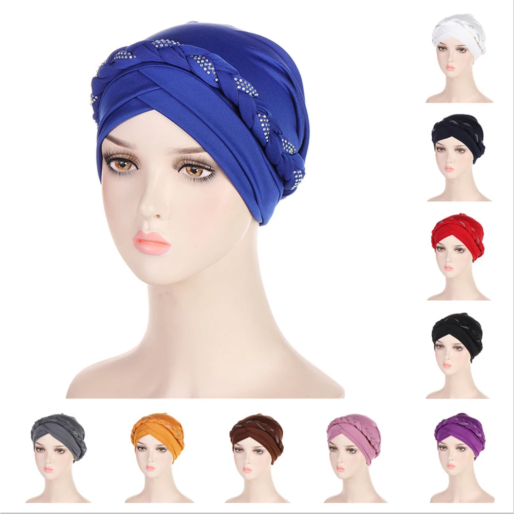 Fashion Women Muslim India Diamonds Hijab Chemo Cap Braids Bonnet Cancer Hair Loss Hat Femme Turbante Headwrap Scarf Solid Color
Fashion Women Muslim India Diamonds Hijab Chemo Cap Braids Bonnet Cancer Hair Loss Hat Femme Turbante Headwrap Scarf Solid Color