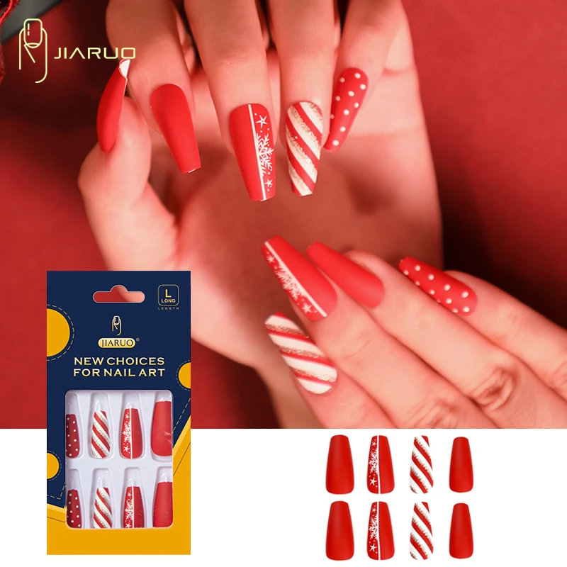 JIARUO 24PCS/BOX Long Press on Coffin Nails Y2k Christmas Red Christmas Snowflake Polka Dot Bright Waterproof Durable Nail Art
JIARUO 24PCS/BOX Long Press on Coffin Nails Y2k Christmas Red Christmas Snowflake Polka Dot Bright Waterproof Durable Nail Art