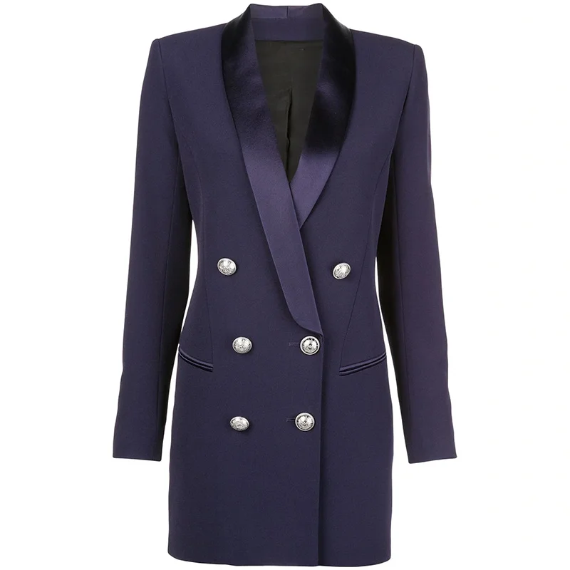 HIGH STREET Newest 2022 Designer Women's Metal Lion Buttons Double Breasted Shawl Collar Long Blazer Jacket Navy Blue
HIGH STREET Newest 2022 Designer Women's Metal Lion Buttons Double Breasted Shawl Collar Long Blazer Jacket Navy Blue