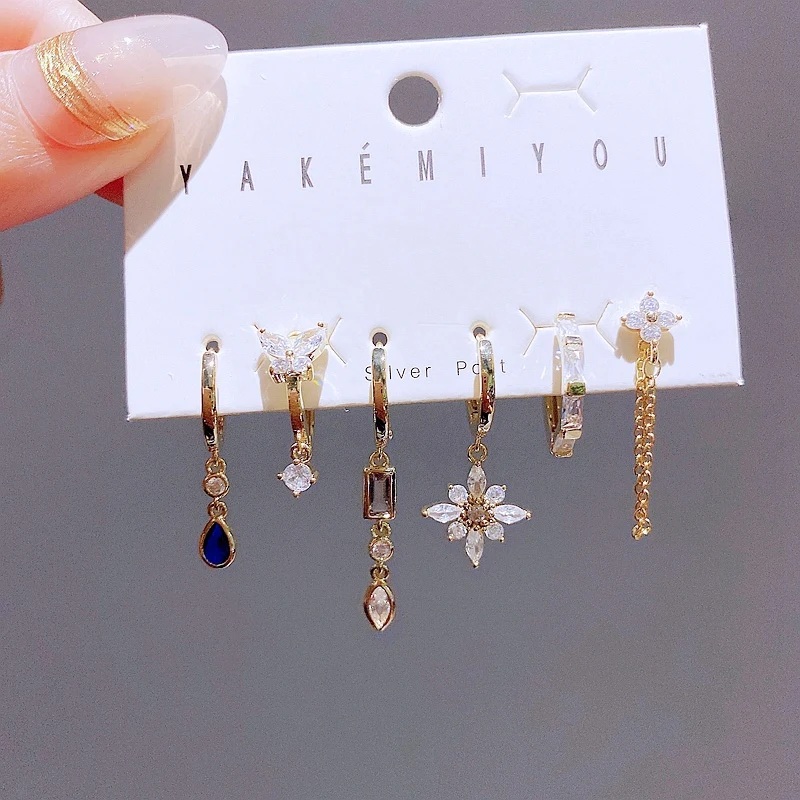 Trendy 6pcs Design Water Drop Geometric Pendant Hoop Earrings Set for Women Cubic Zirconia Ear Buckles
Trendy 6pcs Design Water Drop Geometric Pendant Hoop Earrings Set for Women Cubic Zirconia Ear Buckles