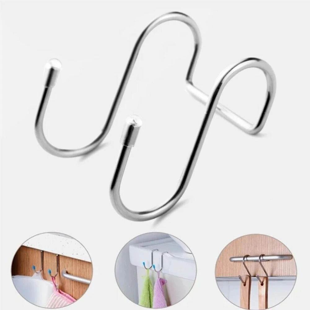 S-Shape Stainless Steel Multi-Purpose Cabinet Door Hook Towel Hanger Hat Coat Storage Rack Key Holder Kitchen Bathroom Organizer
S-Shape Stainless Steel Multi-Purpose Cabinet Door Hook Towel Hanger Hat Coat Storage Rack Key Holder Kitchen Bathroom Organizer