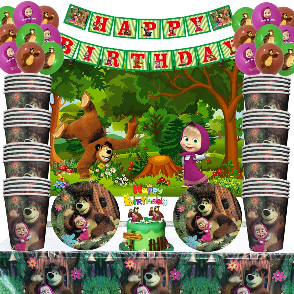 Bear and Girl Theme Birthday Party Supplies Disposable Tableware Cup Plate Knife Fork Tablecloth for Kids Baby Shower Party Deco
Bear and Girl Theme Birthday Party Supplies Disposable Tableware Cup Plate Knife Fork Tablecloth for Kids Baby Shower Party Deco