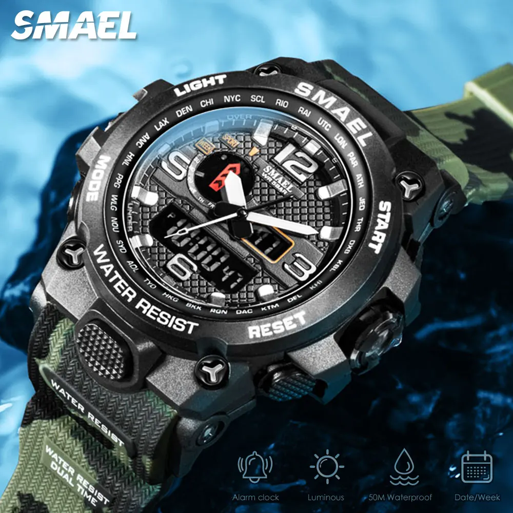 

SMAEL Watch for Men Military Sport Waterproof Wristwatches Alarm Clock LED Digital Stopwatch relogio masculino часы мужские 1545