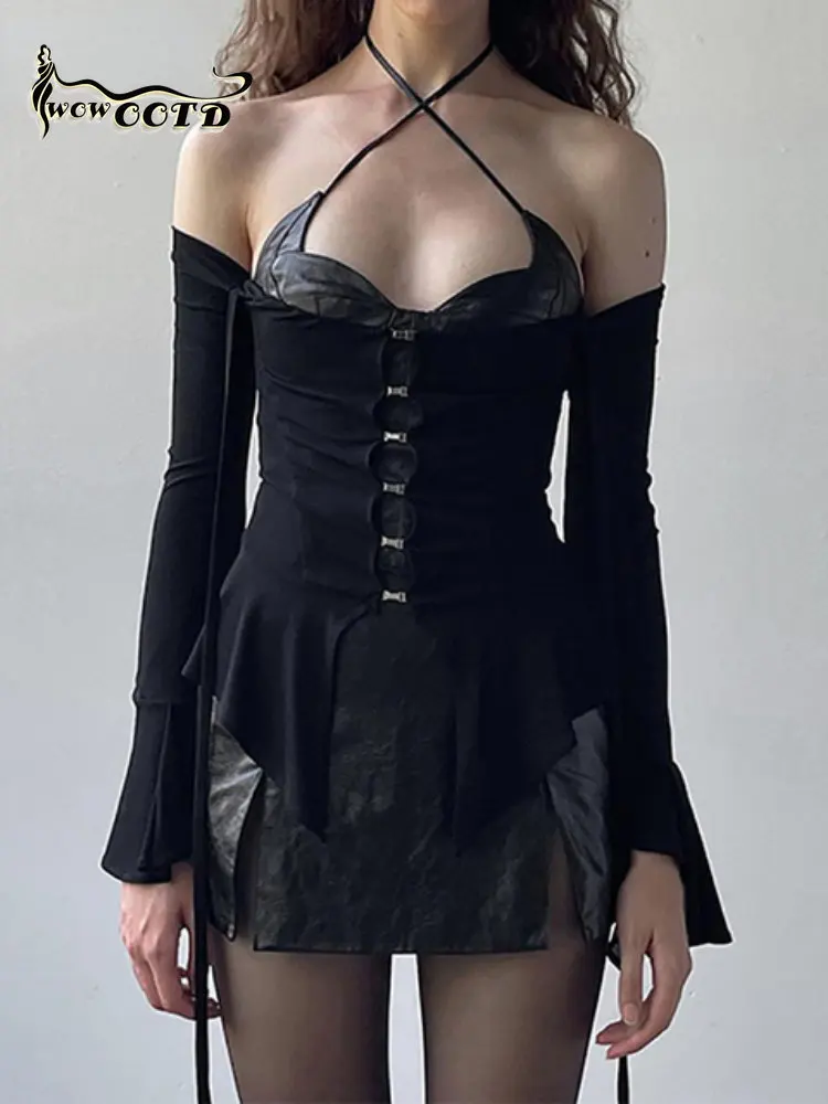 WOWOOTD Goth эстетика 2K волшебный гранж Приталенный топ асимметричный подол с открытыми плечами длинные расклешенные рукава рубашки черный
WOWOOTD Goth эстетика 2K волшебный гранж Приталенный топ асимметричный подол с открытыми плечами длинные расклешенные рукава рубашки черный