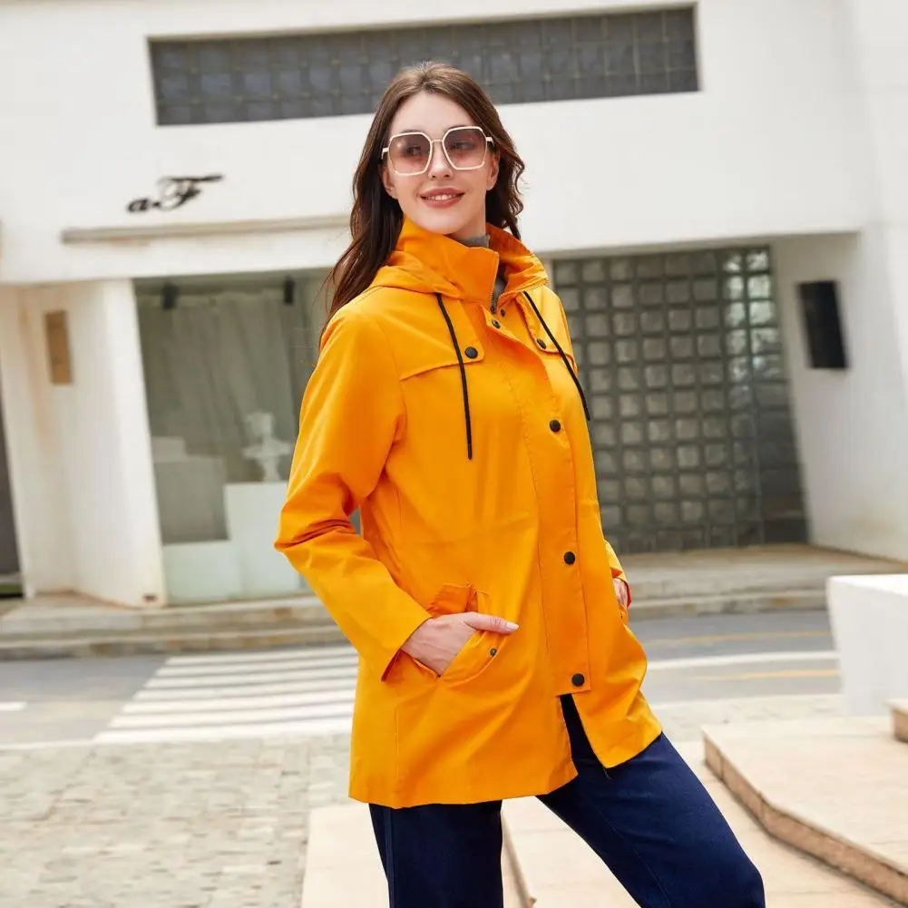 Women Coat Hooded Long Sleeves Women Jacket Drawstring Cardigan Trench Coat Waterproof Single-breasted Outdoor Jacket
Women Coat Hooded Long Sleeves Women Jacket Drawstring Cardigan Trench Coat Waterproof Single-breasted Outdoor Jacket