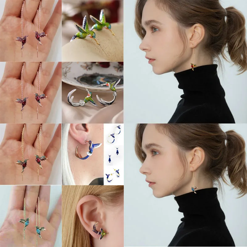 European and American Popular Hummingbird Pendant Jewelry Ladies Accessories Earrings Long Tassel Fashion New Face Ear Jewelry
European and American Popular Hummingbird Pendant Jewelry Ladies Accessories Earrings Long Tassel Fashion New Face Ear Jewelry