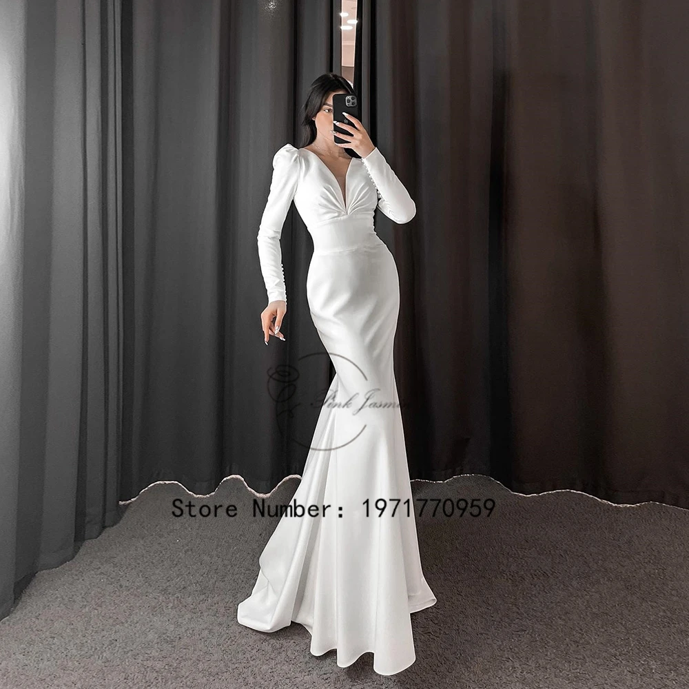 Mermaid V Neck Formal Wedding Dresses For Women 2023 New Fashion Full Sleeves Court Train Bridal Gowns Robe De Mariée
Mermaid V Neck Formal Wedding Dresses For Women 2023 New Fashion Full Sleeves Court Train Bridal Gowns Robe De Mariée