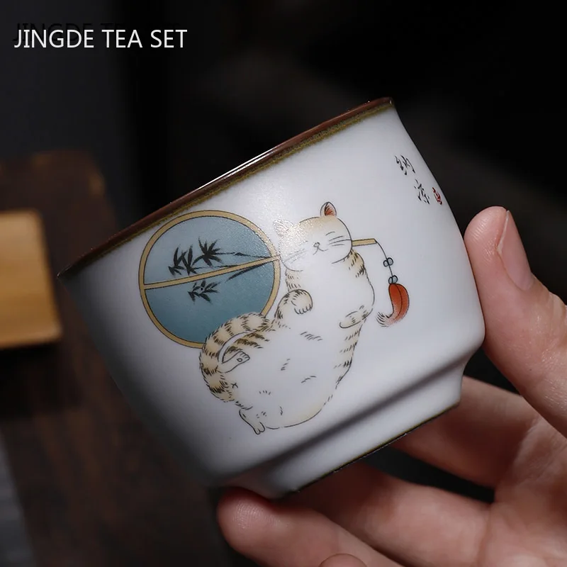 

Керамическая чайная чашка, Ретро стиль, кофейная чашка, чайная чаша ручной работы, Набор китайского чая, аксессуары, чашка для мастера, прина...