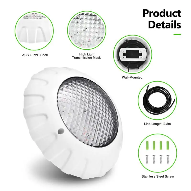 Swim Pool Underwater Light 12V LED Underwater Wireless Remote Control Atmosphere IP68 Waterproof Colorful RGB 38W Pool Light
Swim Pool Underwater Light 12V LED Underwater Wireless Remote Control Atmosphere IP68 Waterproof Colorful RGB 38W Pool Light