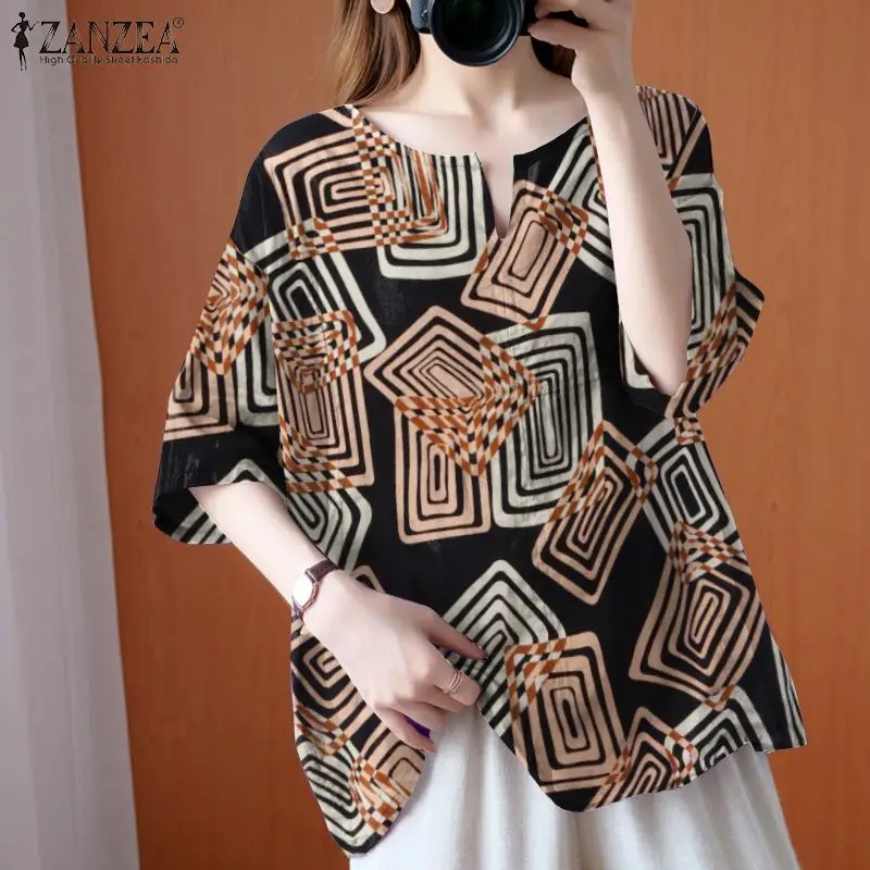 2022 Women Half Sleeve Tops Tunic ZANZEA Summer Vintage Retro Printed Blouse Chemise Casual Loose Oversized Blusas Femininas 7
2022 Women Half Sleeve Tops Tunic ZANZEA Summer Vintage Retro Printed Blouse Chemise Casual Loose Oversized Blusas Femininas 7
