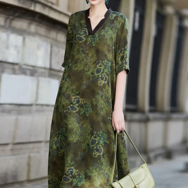 Luxury brand 22 New 100% Summer Mulberry Silk Casual for Women Elegant Midi Loose Fashion Floral Dresses Outfits Vestido
Luxury brand 22 New 100% Summer Mulberry Silk Casual for Women Elegant Midi Loose Fashion Floral Dresses Outfits Vestido