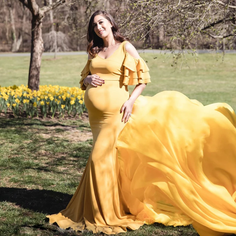 V-neck Off-the-shoulder Slim Maternity Dress Ruffle Sleeve Fashion Fishtail Dress Pregnant Woman PhotoPhotography Props Vestidos
V-neck Off-the-shoulder Slim Maternity Dress Ruffle Sleeve Fashion Fishtail Dress Pregnant Woman PhotoPhotography Props Vestidos