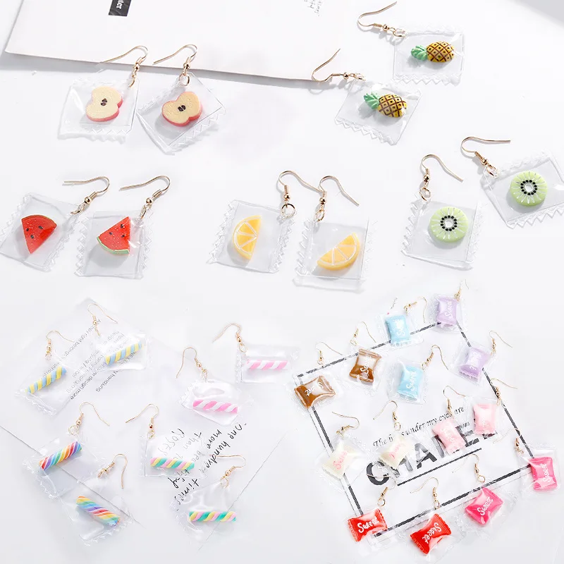 Korean version of the personality candy net red pop earrings fruit lollipop transparent studded earrings bear love earrings
Korean version of the personality candy net red pop earrings fruit lollipop transparent studded earrings bear love earrings