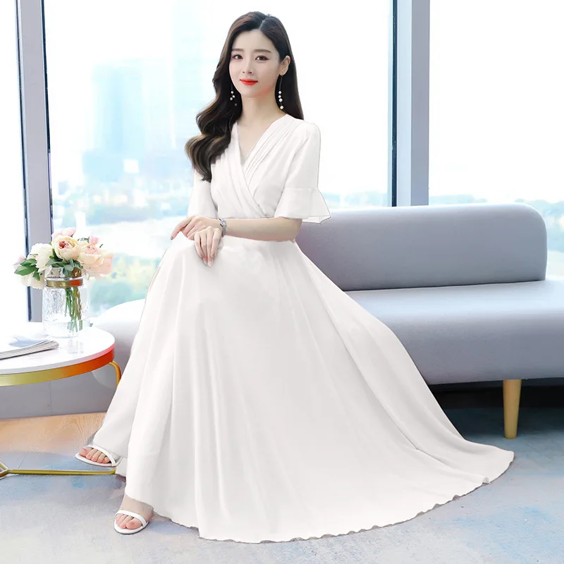 Chiffon Dress Women's 2022 Summer Super Fairy Sexy Slim Big Swing Elegant Beach Holiday Dress Summer Dress
Chiffon Dress Women's 2022 Summer Super Fairy Sexy Slim Big Swing Elegant Beach Holiday Dress Summer Dress