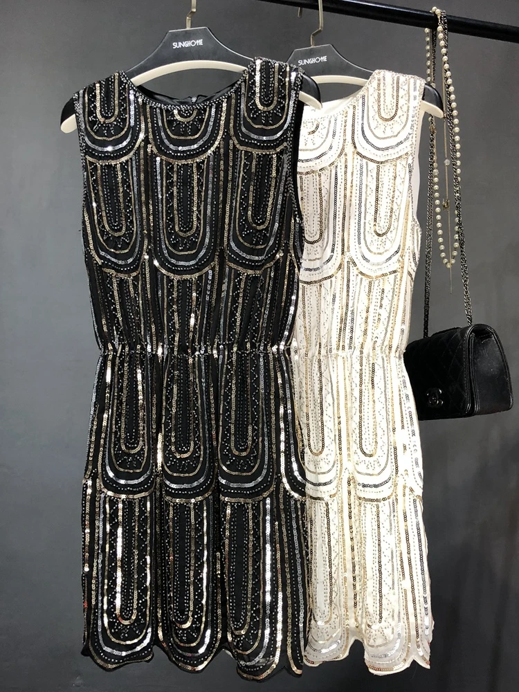 Summer New Sexy Sequined Dress Show Thin Render Sundress Female Commuter Elastic Waist dresses for women
Summer New Sexy Sequined Dress Show Thin Render Sundress Female Commuter Elastic Waist dresses for women