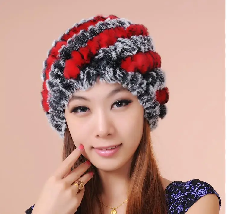 Women Autumn Striped Stretch Knit Thick Rabbit Fur Skullies & Beanies Hats Lady Hot Sale Winter Warm Ear Protection Fur Cap
Women Autumn Striped Stretch Knit Thick Rabbit Fur Skullies & Beanies Hats Lady Hot Sale Winter Warm Ear Protection Fur Cap