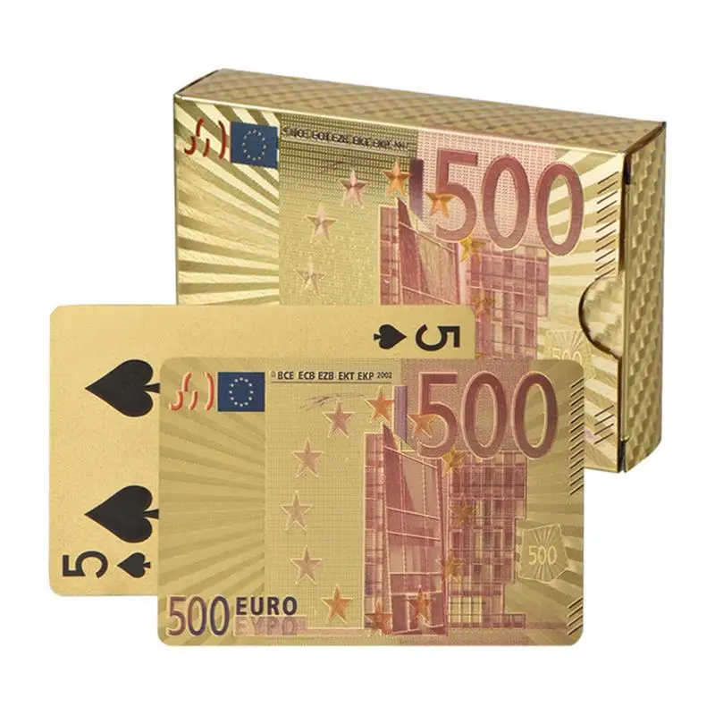 

Покерные карты, стандартная Золотая фольга, игральные карты в стиле евро доллара, развлекательная игра для пикника, праздничной вечеринки