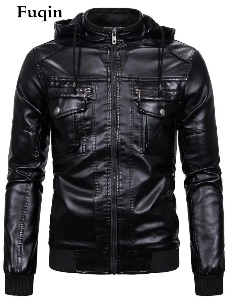 Faux Leather Jacket For Men Metal Black Rock Punk Hooded Embossed Letter Zipper Coat Motorcycle Warm Wool Thick Clothing Unisex
Faux Leather Jacket For Men Metal Black Rock Punk Hooded Embossed Letter Zipper Coat Motorcycle Warm Wool Thick Clothing Unisex