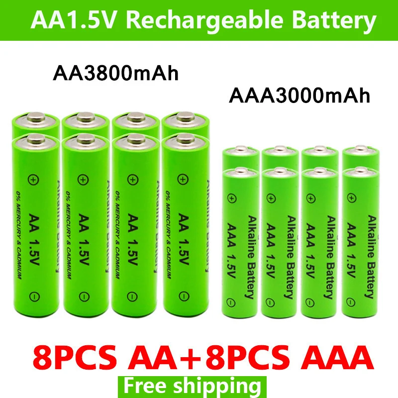 2023 Rechargeable AA 1.5V 3800mAh/1.5V AAA 3000mah Alkaline Battery Flashlight Toys Watch MP3 Player Replace Ni-Mh Battery
2023 Rechargeable AA 1.5V 3800mAh/1.5V AAA 3000mah Alkaline Battery Flashlight Toys Watch MP3 Player Replace Ni-Mh Battery