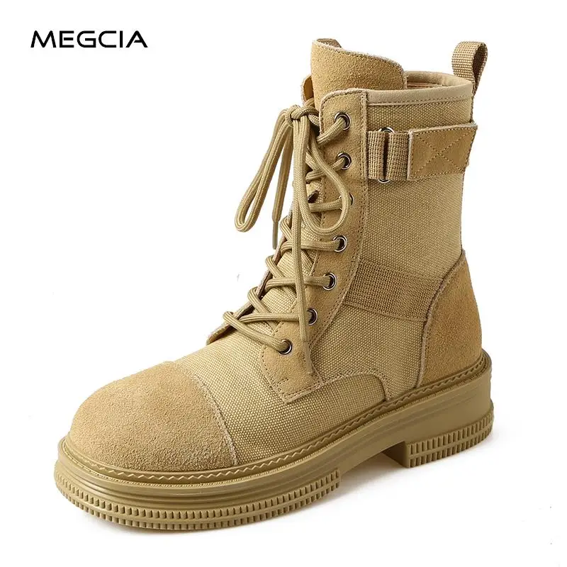 MEGCIA Fashion Combat Boots Women Martin Boots Autumn Winter Canvas Shoes Suede Genuine Leather Ankle Boots Low Heeled Shoe 2022
MEGCIA Fashion Combat Boots Women Martin Boots Autumn Winter Canvas Shoes Suede Genuine Leather Ankle Boots Low Heeled Shoe 2022