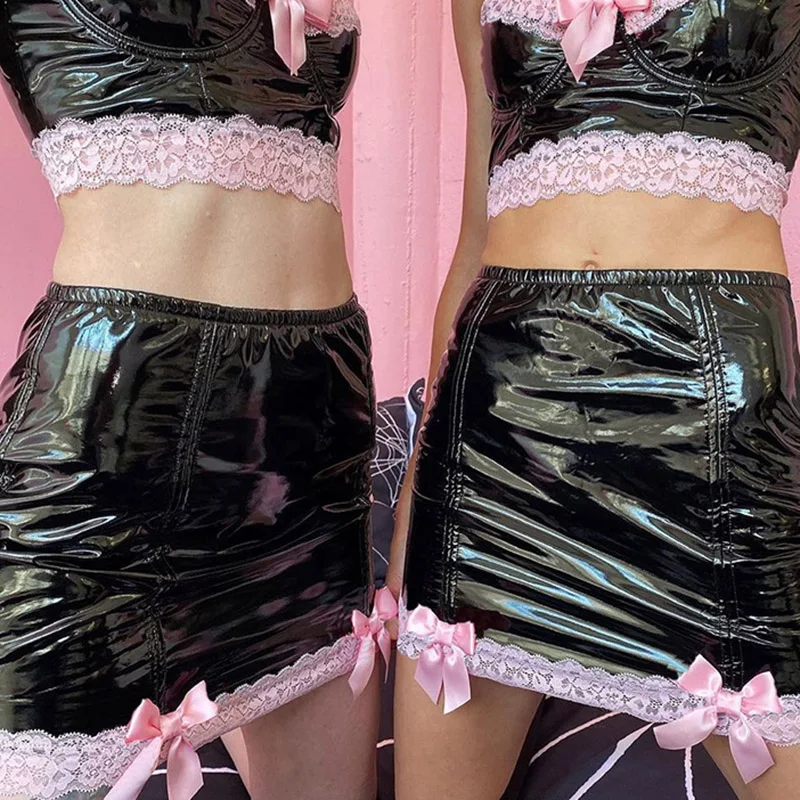Hot Kf-Pink Lace Sexy High Waisted Mini Pencil Skirt Harajuku Goth Faux Leather PU Short Skirts Womens Streetwear
Hot Kf-Pink Lace Sexy High Waisted Mini Pencil Skirt Harajuku Goth Faux Leather PU Short Skirts Womens Streetwear