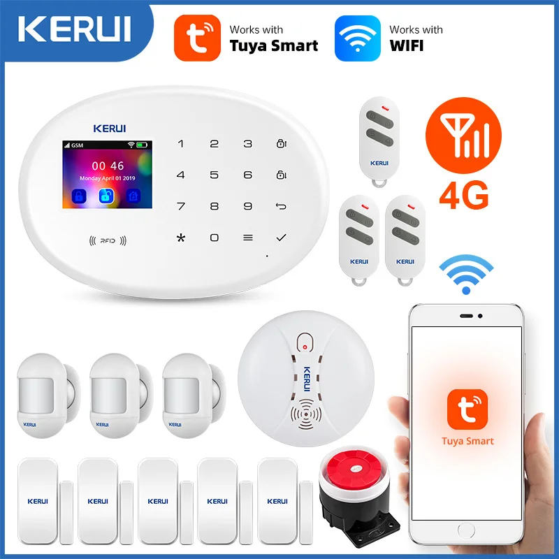 KERUI Alarm System WIFI GSM 4G Tuya Smart APP Remote Control Home Security Touch Alarm Panel Burglar PIR Motion Sensor IP Camera
KERUI Alarm System WIFI GSM 4G Tuya Smart APP Remote Control Home Security Touch Alarm Panel Burglar PIR Motion Sensor IP Camera