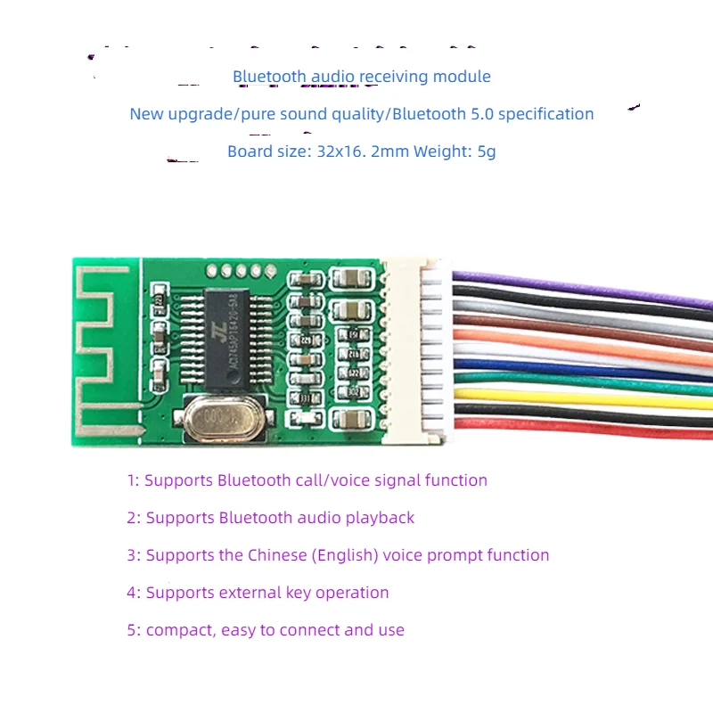 Bluetooth Audio Receiver Module, Wireless Bluetooth 5.0 Circuit Receiver Board, Stereo High-quality Audio Output
Bluetooth Audio Receiver Module, Wireless Bluetooth 5.0 Circuit Receiver Board, Stereo High-quality Audio Output