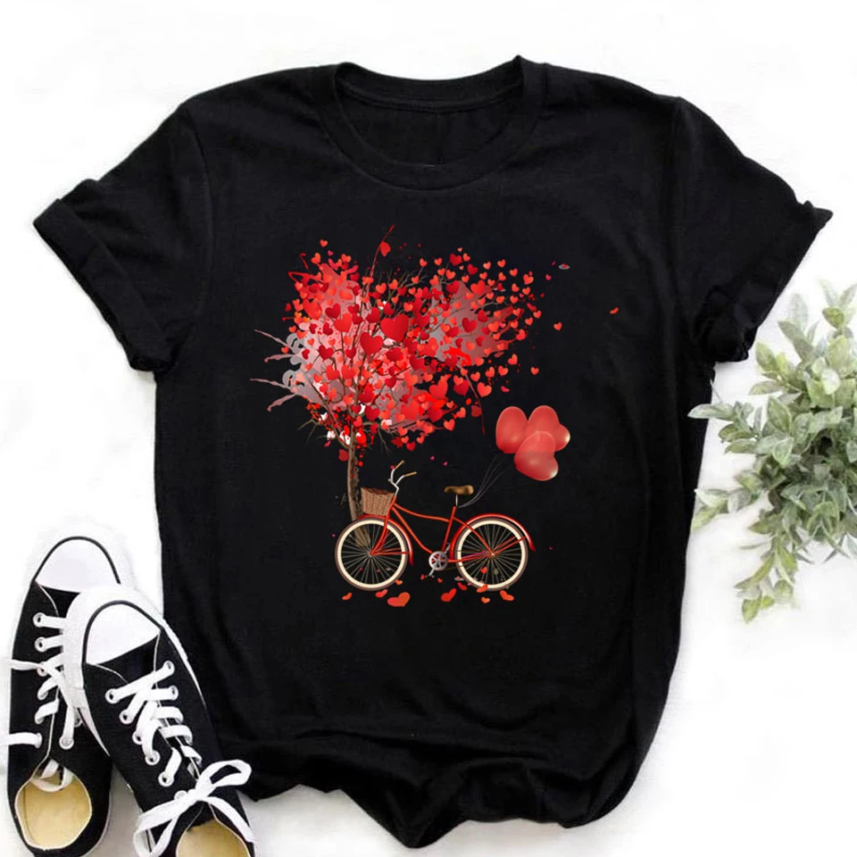 Red Rose Flower bicycle Heart Print Women T Shirt Tops tee Female Short Sleeve TShirts girl Fashion Women Cute T-shirt Clothing
Red Rose Flower bicycle Heart Print Women T Shirt Tops tee Female Short Sleeve TShirts girl Fashion Women Cute T-shirt Clothing
