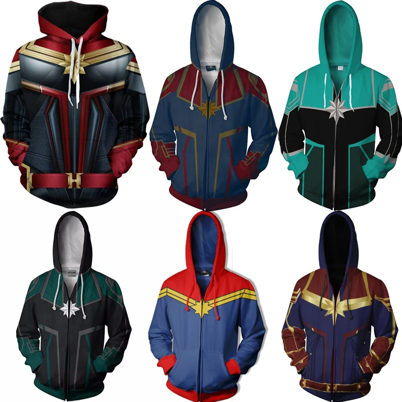 

Captain Marvel Hoodies Ms Marvel Carol Danvers Sweatshirts Cosplay Hoodies Sweatshirts Casual Harajuku Style Streetwear Tops