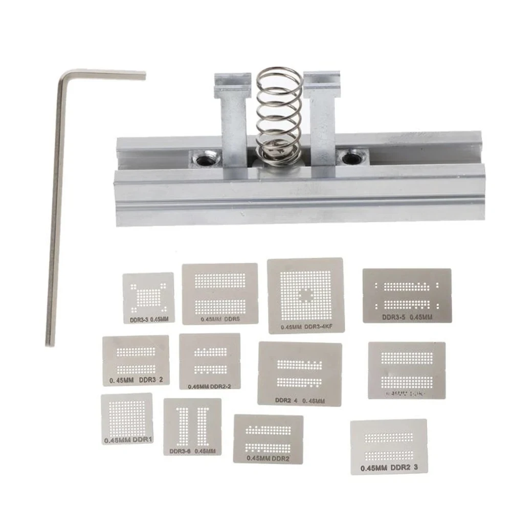 12pcs BGA Directly Heat Rework Reballing Stainless Steel Universal Stencil Reballing Station 2.64 X 0.59 X 1.06inch Reused
12pcs BGA Directly Heat Rework Reballing Stainless Steel Universal Stencil Reballing Station 2.64 X 0.59 X 1.06inch Reused