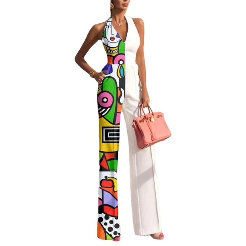 Halter Backless Jumpsuit Women Sleeveless High Waist Rompers 2022 Fashion Print Patchwork Elegant Office Lady Jumpsuits Playsuit
Halter Backless Jumpsuit Women Sleeveless High Waist Rompers 2022 Fashion Print Patchwork Elegant Office Lady Jumpsuits Playsuit