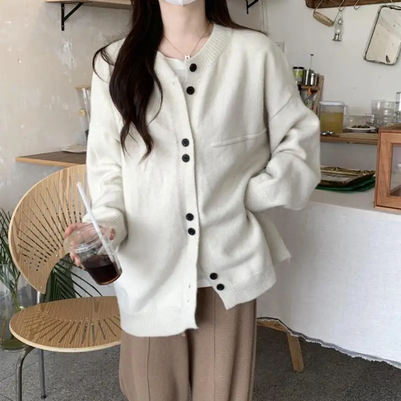 

Women's Sweater 2023 Autumn Winter Long Sleeve Cardigans Knitwears O Neck New Outerwears Knit Korean Dongdaemun Fashion Top