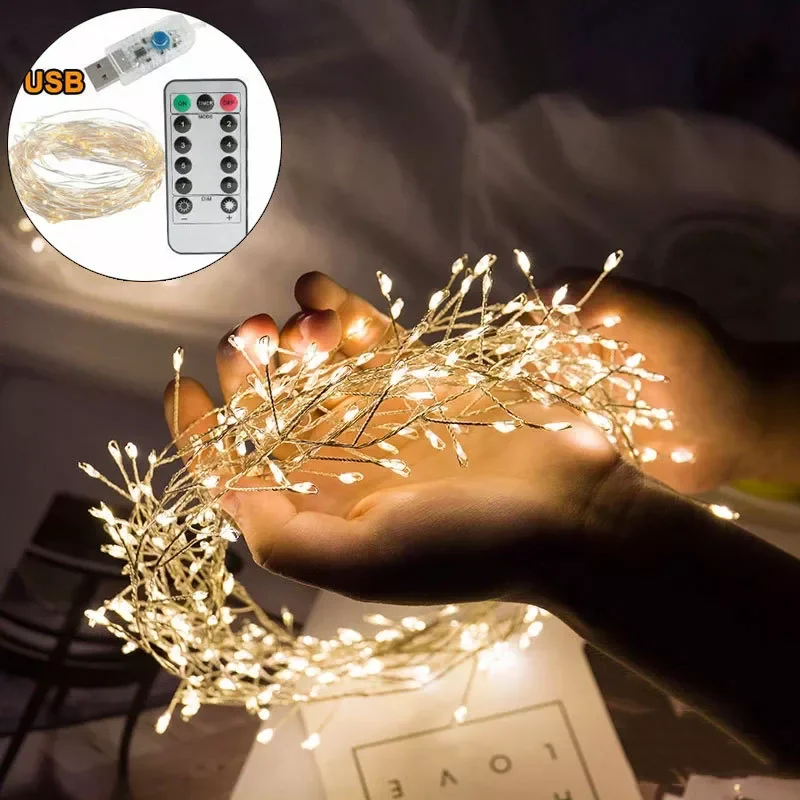 Cluster String Lights 5M 200LED Branch Tree Outdoor Silver Wire Fairy Lights for Cafe Bar Wedding Party Xmas Home Decorations
Cluster String Lights 5M 200LED Branch Tree Outdoor Silver Wire Fairy Lights for Cafe Bar Wedding Party Xmas Home Decorations