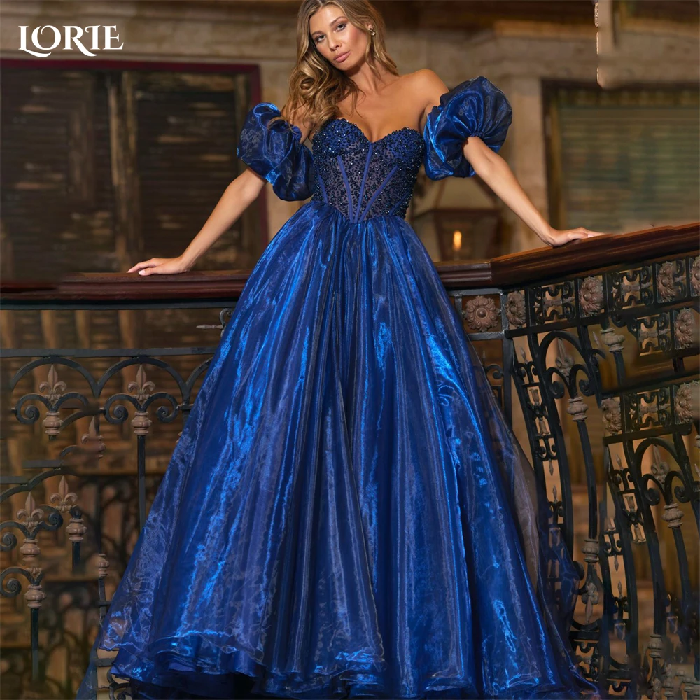 LORIE Navy Blue Glitter Formal Prom Dresses Off Shoulder Beadings Puff Sleeves A-Line Evening Dress Backless Lace Party Gowns
LORIE Navy Blue Glitter Formal Prom Dresses Off Shoulder Beadings Puff Sleeves A-Line Evening Dress Backless Lace Party Gowns