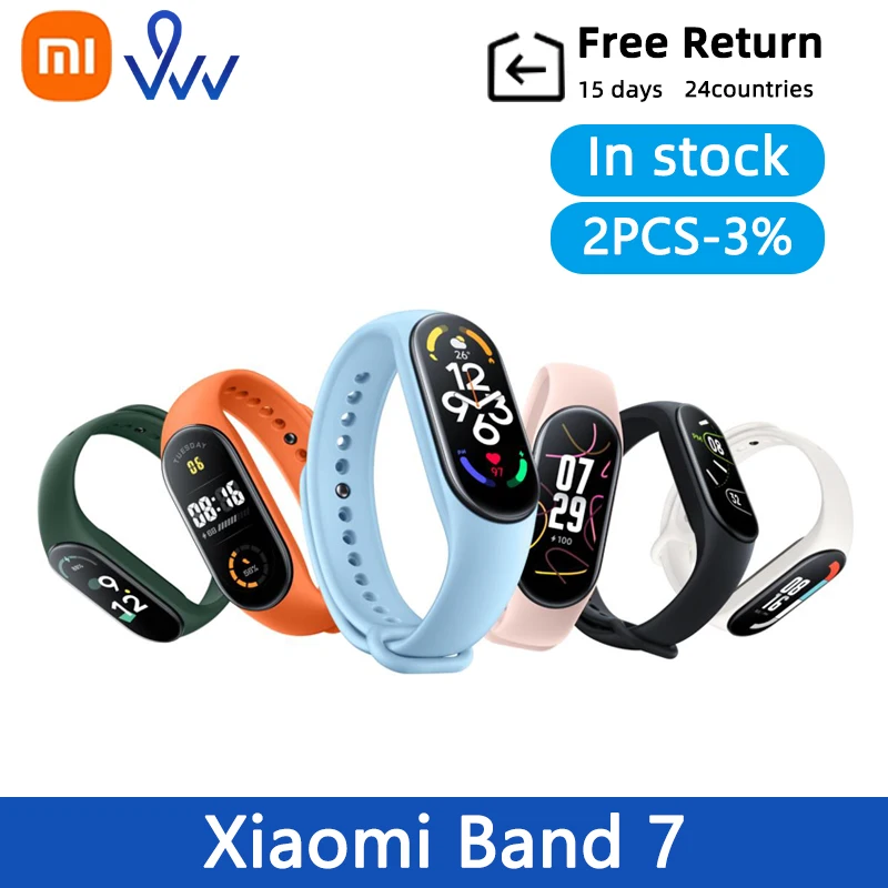 Оригинальный Смарт-браслет Xiaomi Mi Band 7 1 62 дюйма AMOLED Bluetooth 5 2 с 120 режимами тренировки