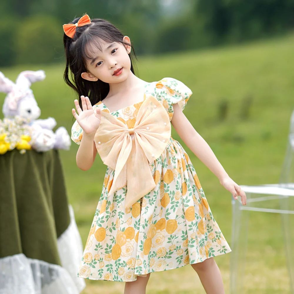 Summer 1-9y Kids Girls Casual Dresses Toddler Baby Girl Clothes Vestidos Pastoral Style Cute Bow Print Floral Princess Dress
Summer 1-9y Kids Girls Casual Dresses Toddler Baby Girl Clothes Vestidos Pastoral Style Cute Bow Print Floral Princess Dress