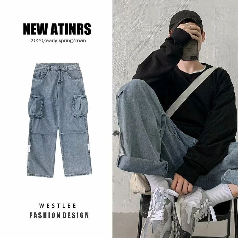 Blue Pocket Cargo Jeans Men Fashion Casual Wide Leg Jeans Men Streetwear Loose Hip Hop Straight Baggy Denim Pants Mens Trousers
Blue Pocket Cargo Jeans Men Fashion Casual Wide Leg Jeans Men Streetwear Loose Hip Hop Straight Baggy Denim Pants Mens Trousers