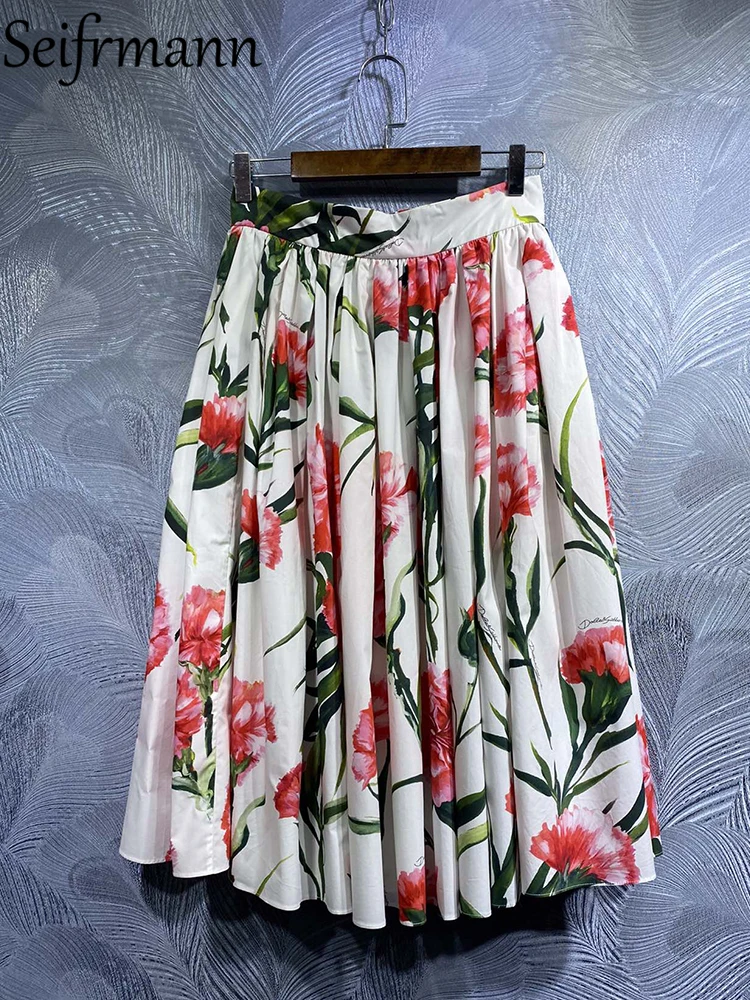 Seifrmann High Quality Summer Women Fashion Designer Midi Skirts High Waist Safflower Flower Printed Casual A-Line Cotton Skirts
Seifrmann High Quality Summer Women Fashion Designer Midi Skirts High Waist Safflower Flower Printed Casual A-Line Cotton Skirts