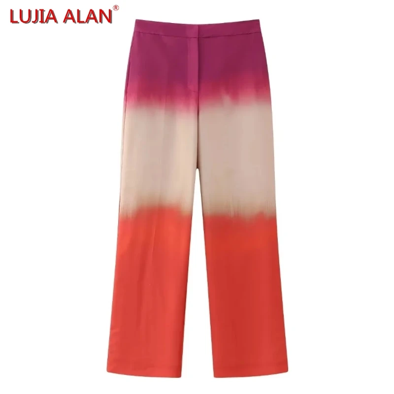 Summer New Women's Tie Dyeing Printed Satin Straight Leg Pants Female Casual High Waist Loose Trousers LUJIA ALAN P5013
Summer New Women's Tie Dyeing Printed Satin Straight Leg Pants Female Casual High Waist Loose Trousers LUJIA ALAN P5013