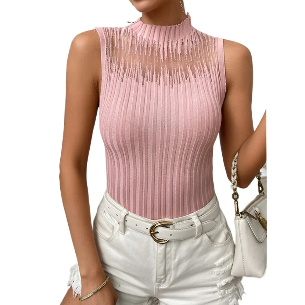 2023 European and American Summer New Women's Simple and Sexy Perspective Mesh Tank Knitted Top
2023 European and American Summer New Women's Simple and Sexy Perspective Mesh Tank Knitted Top