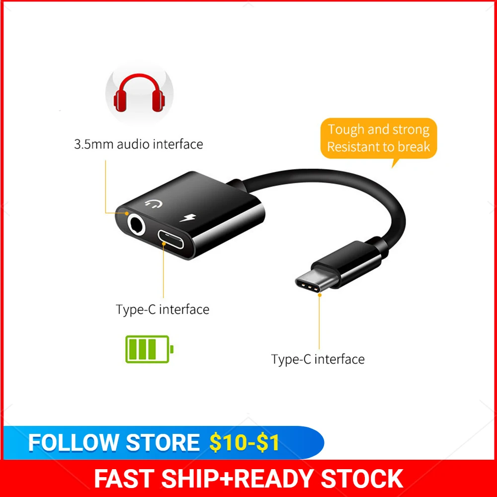 2 in 1 Type C Headphone AUX Audio Splitter Adapter For Xiaomi 8 9 Huawei Samsung USB C To 3.5mm Jack Earphone Charging Converter
2 in 1 Type C Headphone AUX Audio Splitter Adapter For Xiaomi 8 9 Huawei Samsung USB C To 3.5mm Jack Earphone Charging Converter