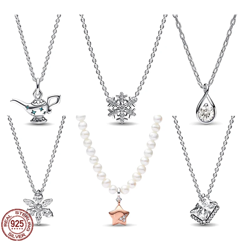 New 925 Sterling Silver Teapot Snowflake Pearl Star Pendant Necklace fits Original Beads DIY Women's Jewelry
New 925 Sterling Silver Teapot Snowflake Pearl Star Pendant Necklace fits Original Beads DIY Women's Jewelry